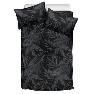 Black Palm Leaf Aloha Pattern Print Duvet Cover Bedding Set