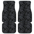 Black Palm Leaf Aloha Pattern Print Front and Back Car Floor Mats