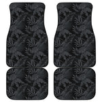 Black Palm Leaf Aloha Pattern Print Front and Back Car Floor Mats