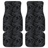 Black Palm Leaf Aloha Pattern Print Front and Back Car Floor Mats