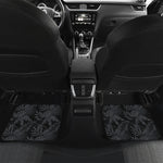 Black Palm Leaf Aloha Pattern Print Front and Back Car Floor Mats