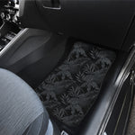 Black Palm Leaf Aloha Pattern Print Front and Back Car Floor Mats