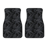 Black Palm Leaf Aloha Pattern Print Front Car Floor Mats