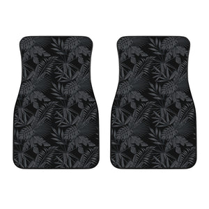 Black Palm Leaf Aloha Pattern Print Front Car Floor Mats