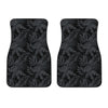 Black Palm Leaf Aloha Pattern Print Front Car Floor Mats