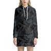 Black Palm Leaf Aloha Pattern Print Hoodie Dress