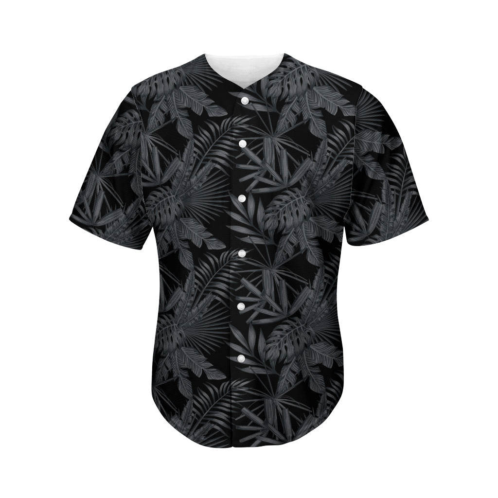 Black Palm Leaf Aloha Pattern Print Men's Baseball Jersey