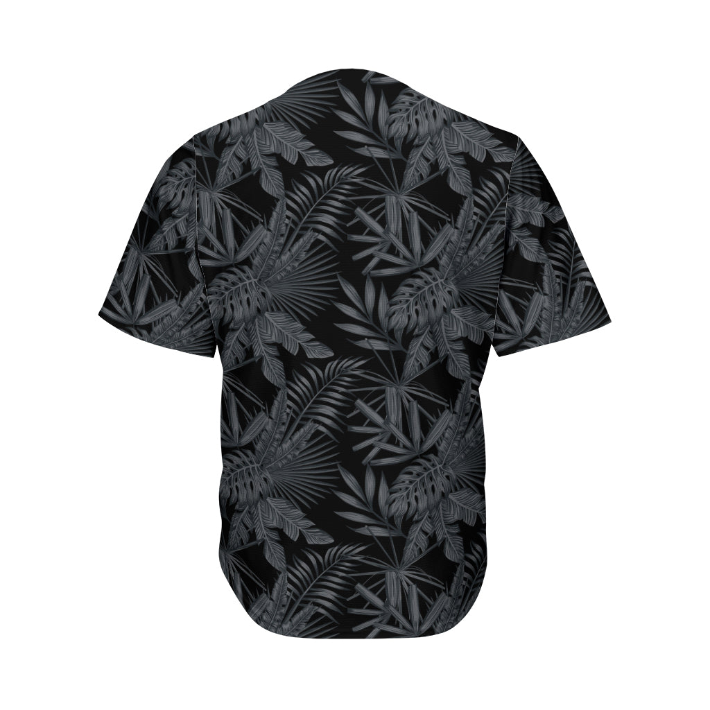 Black Palm Leaf Aloha Pattern Print Men's Baseball Jersey
