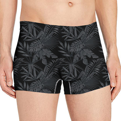 Black Palm Leaf Aloha Pattern Print Men's Boxer Briefs