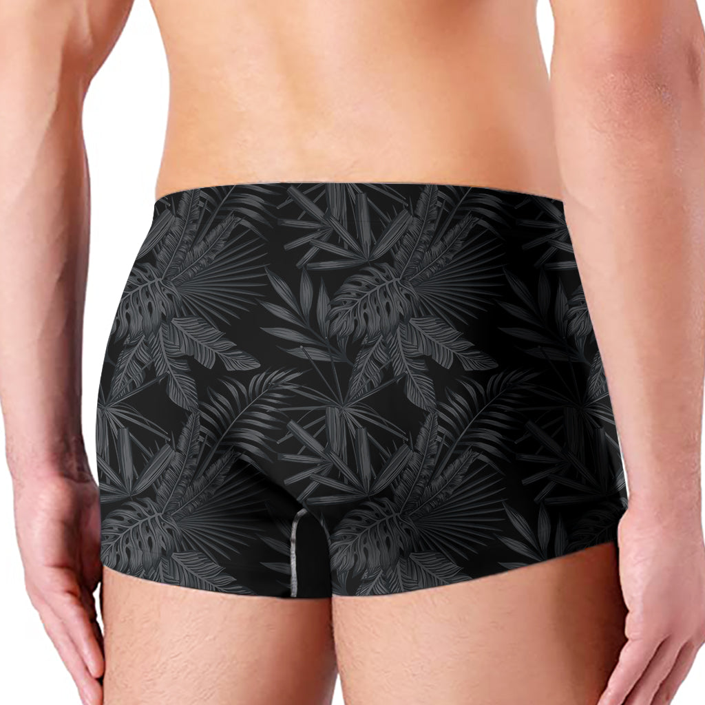 Black Palm Leaf Aloha Pattern Print Men's Boxer Briefs