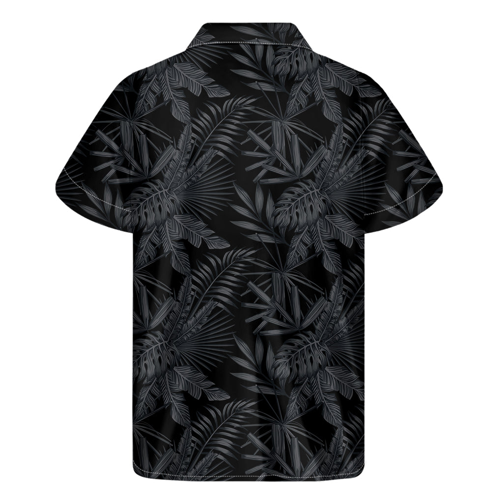 Bamboo Cay Men's Hawaiian Shirt - Palm Tree Embroidered Button Down Casual Shirt, Black, Small
