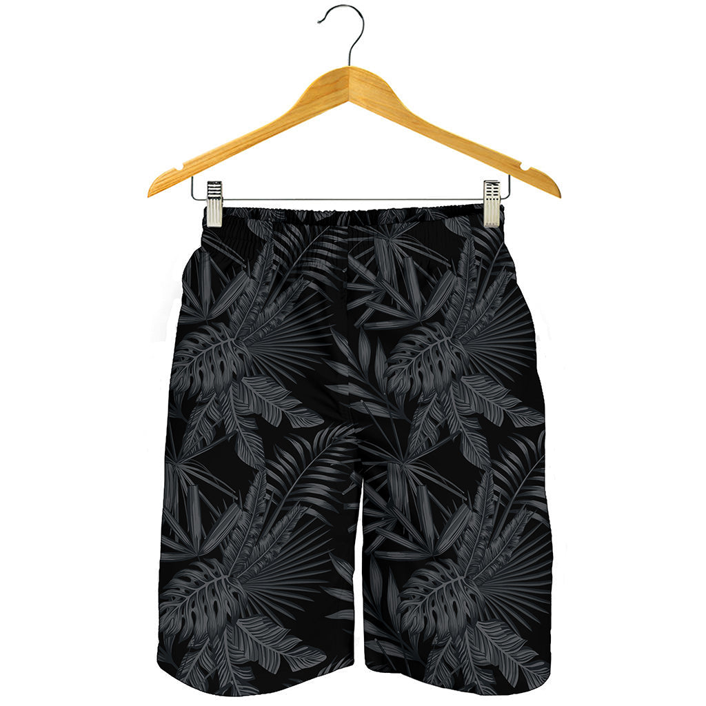 Black Palm Leaf Aloha Pattern Print Men's Shorts