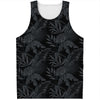 Black Palm Leaf Aloha Pattern Print Men's Tank Top
