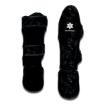 Black Palm Leaf Aloha Pattern Print Muay Thai Shin Guard