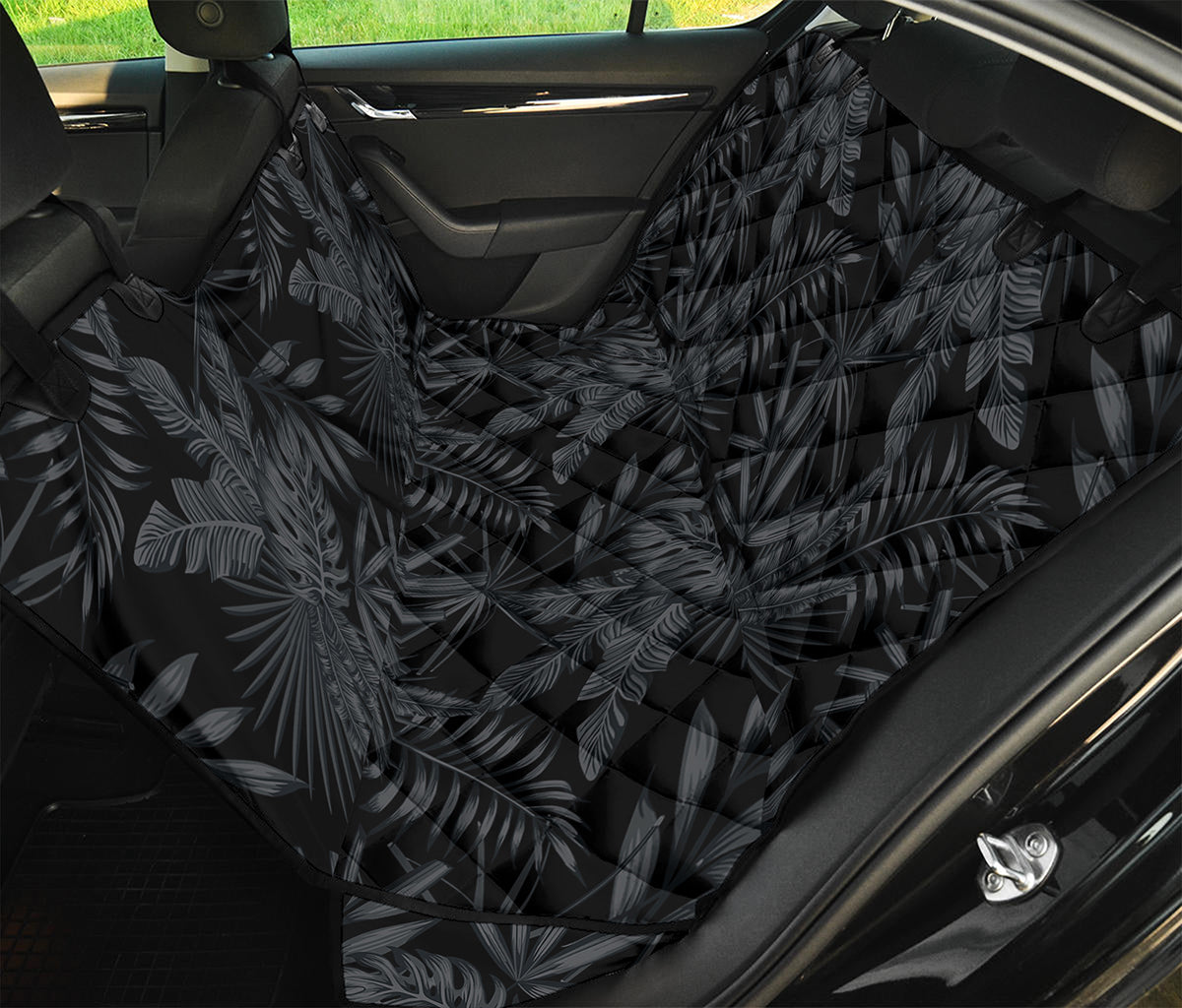 Black Palm Leaf Aloha Pattern Print Pet Car Back Seat Cover