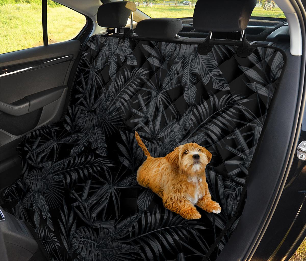 Black Palm Leaf Aloha Pattern Print Pet Car Back Seat Cover