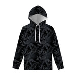 Black Palm Leaf Aloha Pattern Print Pullover Hoodie