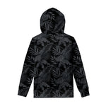 Black Palm Leaf Aloha Pattern Print Pullover Hoodie