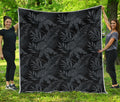Black Palm Leaf Aloha Pattern Print Quilt