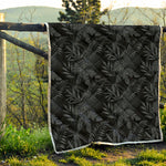 Black Palm Leaf Aloha Pattern Print Quilt