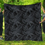 Black Palm Leaf Aloha Pattern Print Quilt