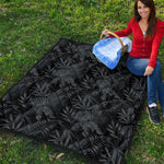 Black Palm Leaf Aloha Pattern Print Quilt
