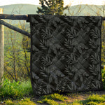 Black Palm Leaf Aloha Pattern Print Quilt