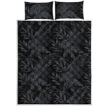 Black Palm Leaf Aloha Pattern Print Quilt Bed Set