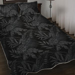 Black Palm Leaf Aloha Pattern Print Quilt Bed Set
