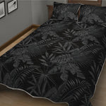 Black Palm Leaf Aloha Pattern Print Quilt Bed Set
