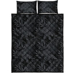 Black Palm Leaf Aloha Pattern Print Quilt Bed Set