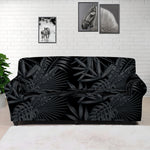 Black Palm Leaf Aloha Pattern Print Sofa Cover