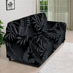 Black Palm Leaf Aloha Pattern Print Sofa Cover