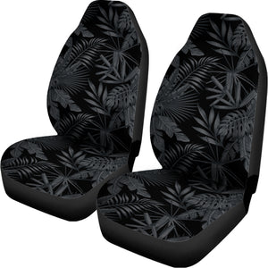 Black Palm Leaf Aloha Pattern Print Universal Fit Car Seat Covers