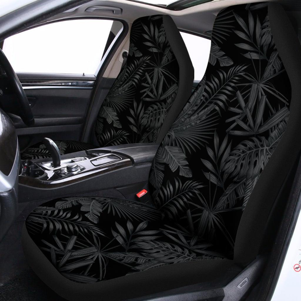 Black Palm Leaf Aloha Pattern Print Universal Fit Car Seat Covers