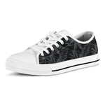 Black Palm Leaf Aloha Pattern Print White Low Top Shoes