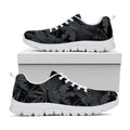 Black Palm Leaf Aloha Pattern Print White Running Shoes