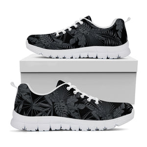 Black Palm Leaf Aloha Pattern Print White Sneakers