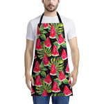 Black Palm Leaf Watermelon Pattern Print Apron