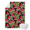 Black Palm Leaf Watermelon Pattern Print Blanket