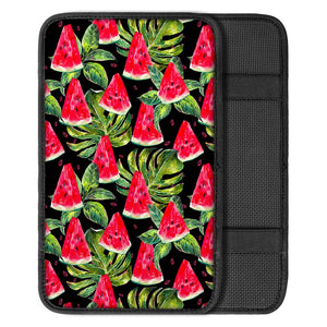 Black Palm Leaf Watermelon Pattern Print Car Center Console Cover