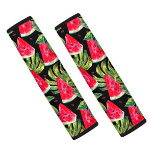 Black Palm Leaf Watermelon Pattern Print Car Seat Belt Covers