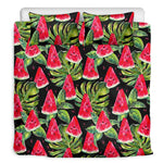 Black Palm Leaf Watermelon Pattern Print Duvet Cover Bedding Set