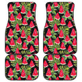 Black Palm Leaf Watermelon Pattern Print Front and Back Car Floor Mats