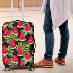 Black Palm Leaf Watermelon Pattern Print Luggage Cover GearFrost