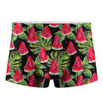 Black Palm Leaf Watermelon Pattern Print Men's Boxer Briefs