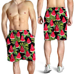 Black Palm Leaf Watermelon Pattern Print Men's Shorts