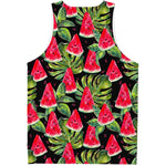 Black Palm Leaf Watermelon Pattern Print Men's Tank Top