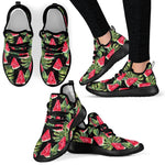 Black Palm Leaf Watermelon Pattern Print Mesh Knit Shoes GearFrost