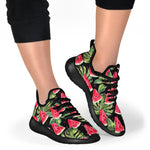 Black Palm Leaf Watermelon Pattern Print Mesh Knit Shoes GearFrost